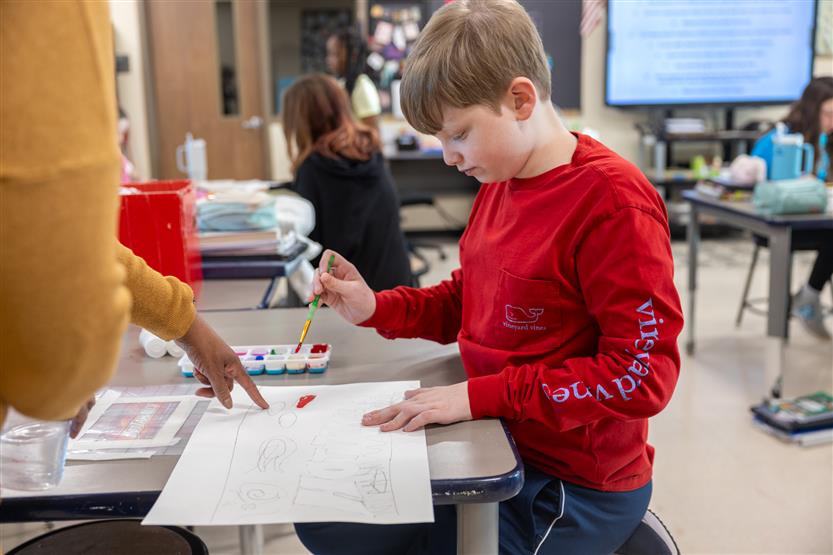 Students in art class